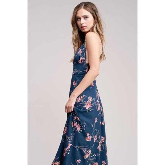 No Rest for Briget Arrays Slip Dress M Blue Floral Midi Lined NWT Discontinued - Picture 7 of 16